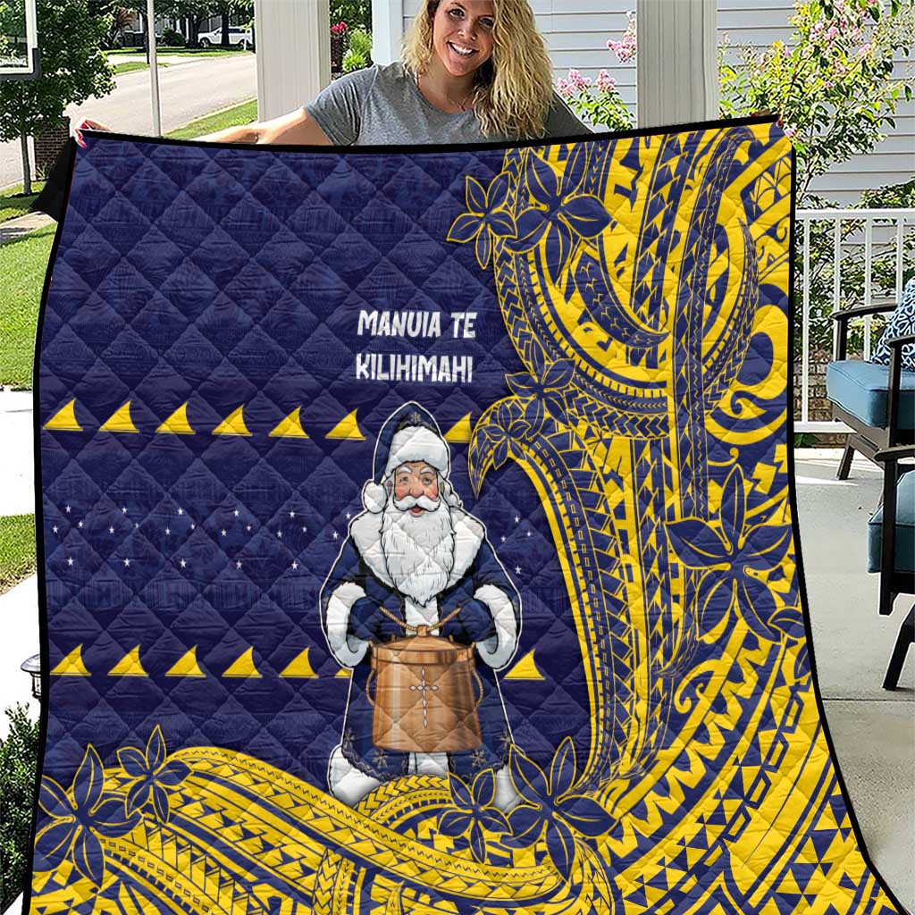 Tokelau Christmas Quilt Santa With Tuluma Xmas Tribal Waves - Polynesian Pride
