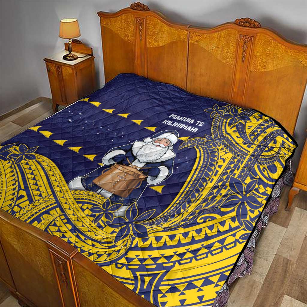 Tokelau Christmas Quilt Santa With Tuluma Xmas Tribal Waves - Polynesian Pride