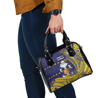 Tokelau Christmas Shoulder Handbag Santa With Tuluma Xmas Tribal Waves - Polynesian Pride