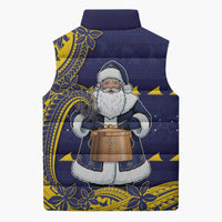 Tokelau Christmas Sleeveless Puffer Jacket Santa With Tuluma Xmas Tribal Waves - Polynesian Pride