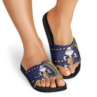 Tokelau Christmas Slide Sandals Santa With Tuluma Xmas Tribal Waves - Polynesian Pride