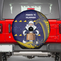 Tokelau Christmas Spare Tire Cover Santa With Tuluma Xmas Tribal Waves - Polynesian Pride