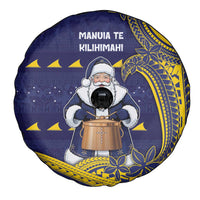 Tokelau Christmas Spare Tire Cover Santa With Tuluma Xmas Tribal Waves - Polynesian Pride