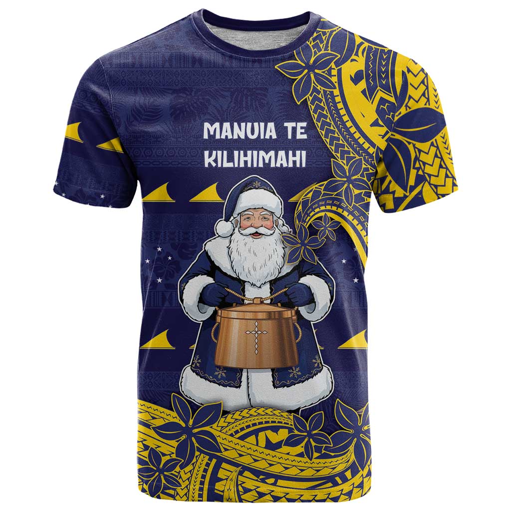 Tokelau Christmas T Shirt Santa With Tuluma Xmas Tribal Waves - Polynesian Pride
