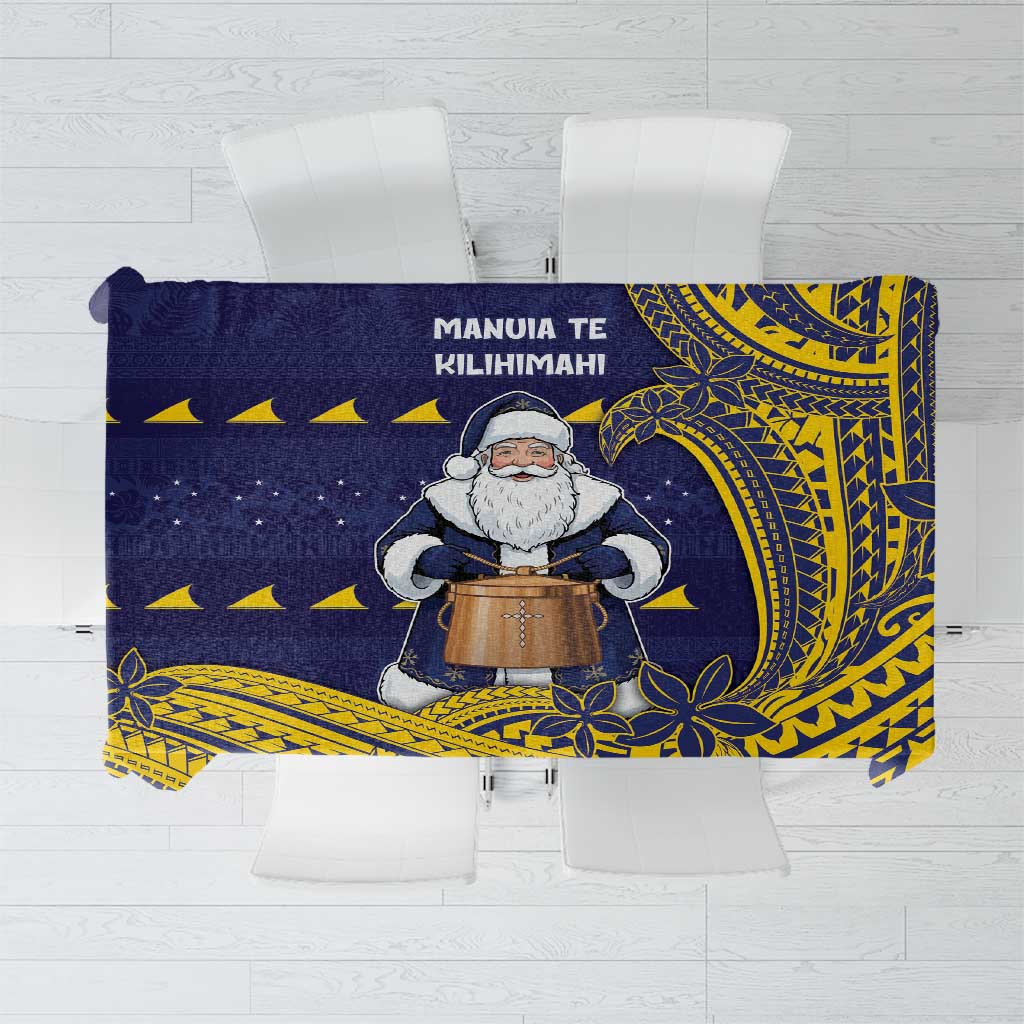 Tokelau Christmas Tablecloth Santa With Tuluma Xmas Tribal Waves - Polynesian Pride