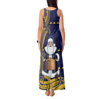Tokelau Christmas Tank Maxi Dress Santa With Tuluma Xmas Tribal Waves - Polynesian Pride