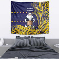 Tokelau Christmas Tapestry Santa With Tuluma Xmas Tribal Waves - Polynesian Pride