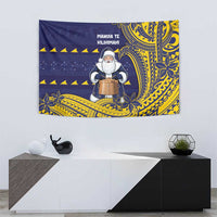 Tokelau Christmas Tapestry Santa With Tuluma Xmas Tribal Waves - Polynesian Pride