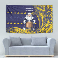 Tokelau Christmas Tapestry Santa With Tuluma Xmas Tribal Waves - Polynesian Pride