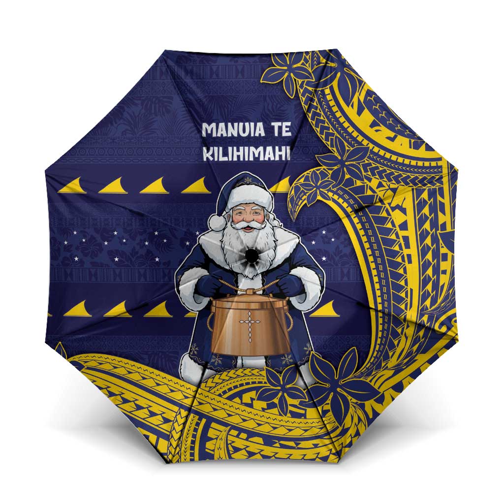 Tokelau Christmas Umbrella Santa With Tuluma Xmas Tribal Waves - Polynesian Pride