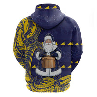 Tokelau Christmas Zip Hoodie Santa With Tuluma Xmas Tribal Waves - Polynesian Pride