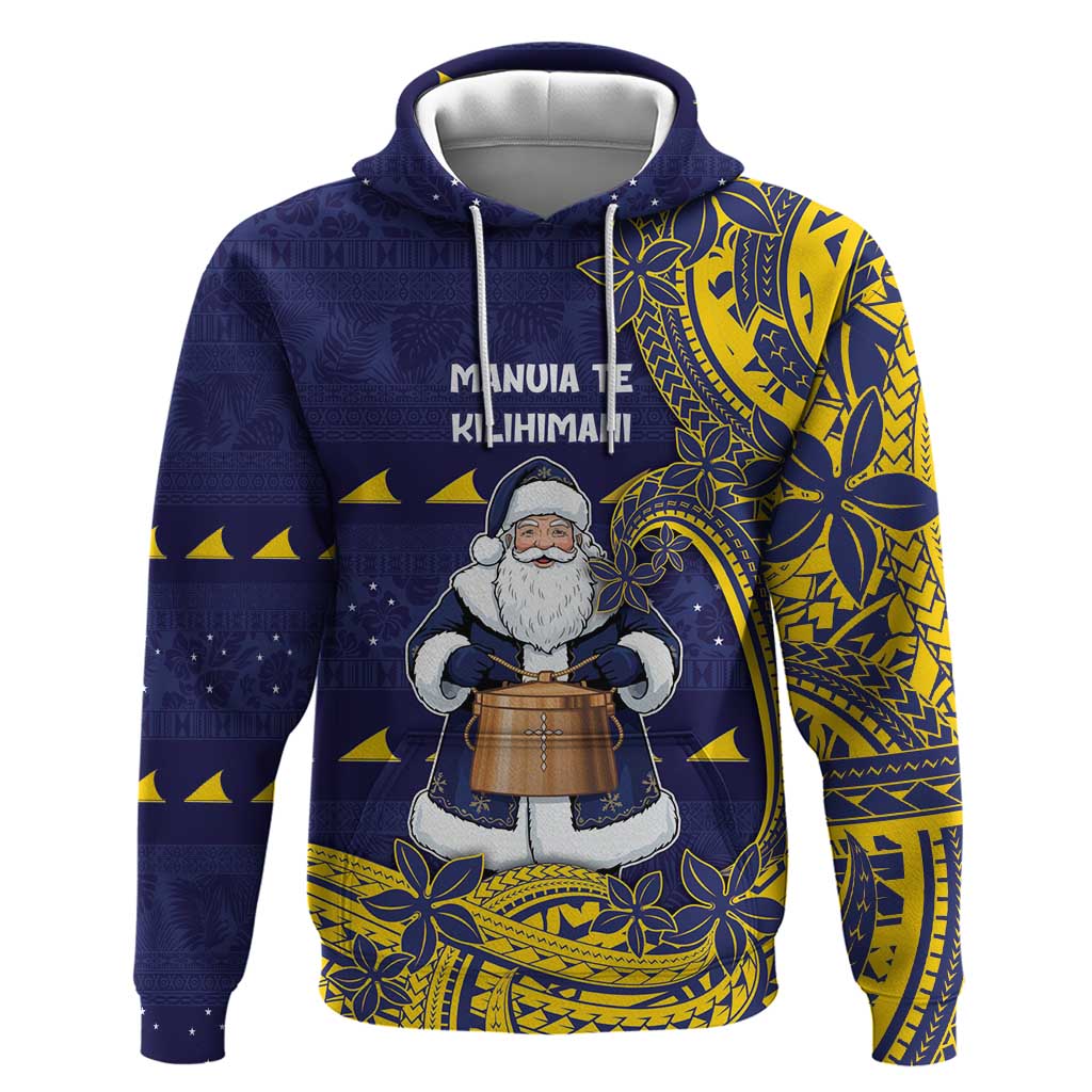 Tokelau Christmas Zip Hoodie Santa With Tuluma Xmas Tribal Waves - Polynesian Pride