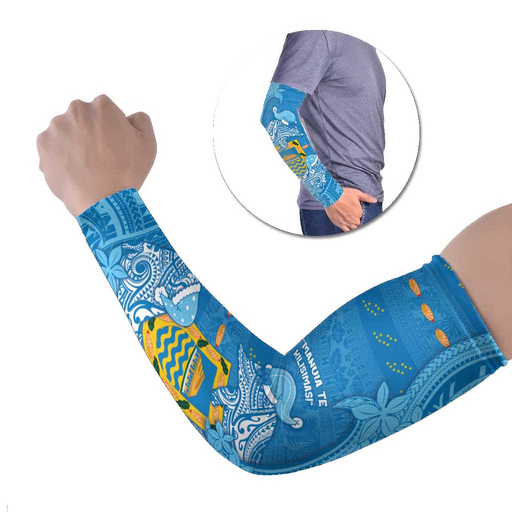 Tuvalu Christmas Arm Sleeves Dolphins Santa Xmas Tribal Waves - Polynesian Pride