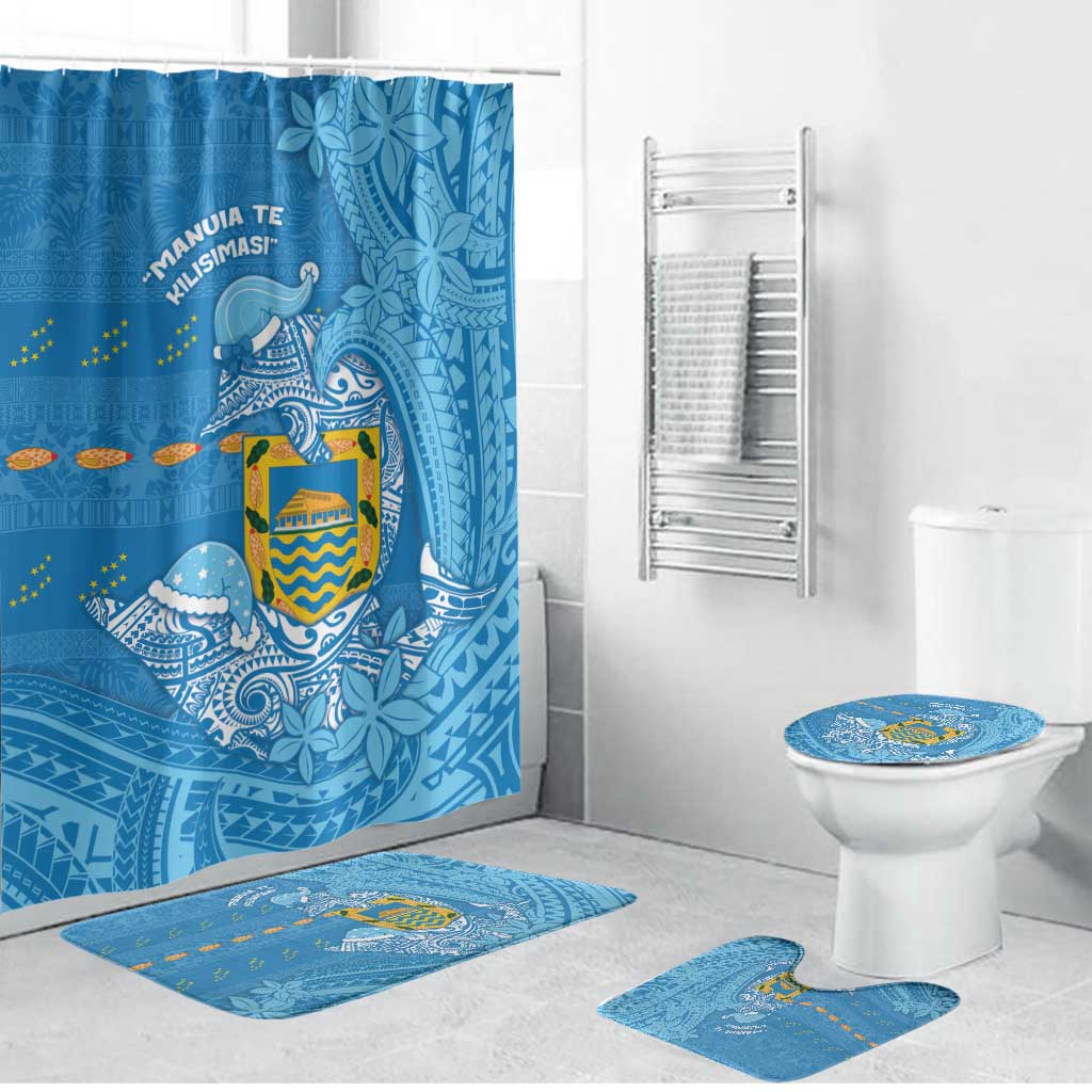 Tuvalu Christmas Bathroom Set Dolphins Santa Xmas Tribal Waves - Polynesian Pride