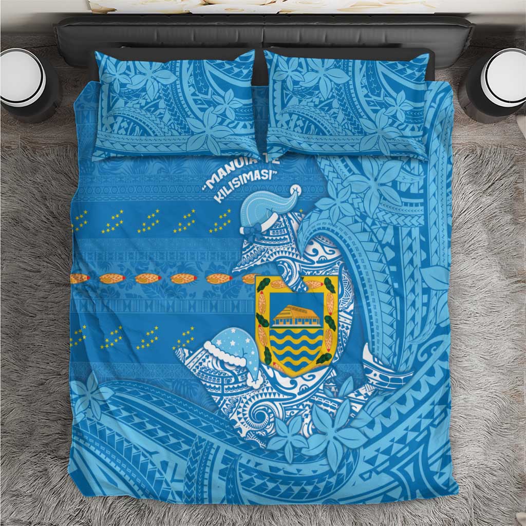 Tuvalu Christmas Bedding Set Dolphins Santa Xmas Tribal Waves - Polynesian Pride