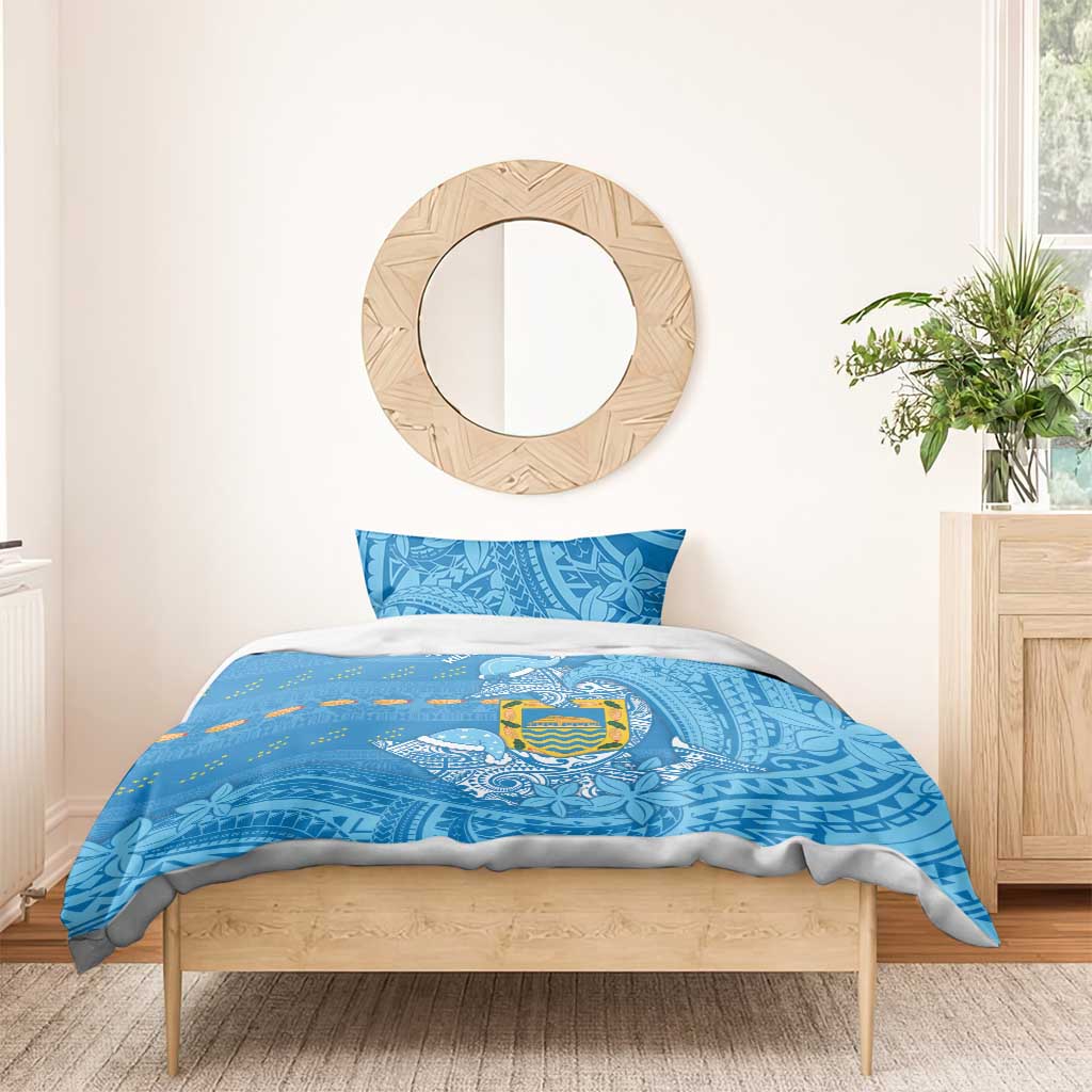 Tuvalu Christmas Bedding Set Dolphins Santa Xmas Tribal Waves - Polynesian Pride