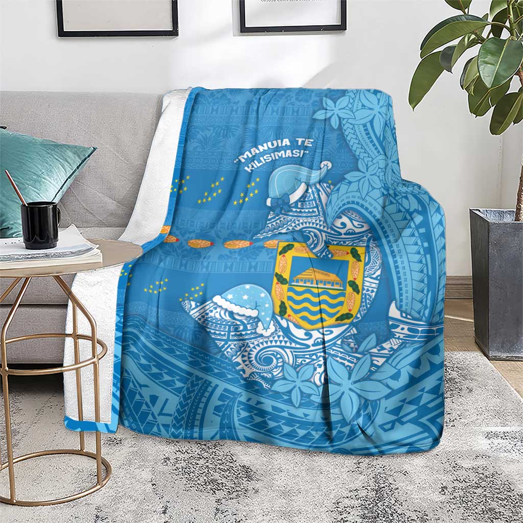 Tuvalu Christmas Blanket Dolphins Santa Xmas Tribal Waves - Polynesian Pride