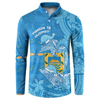 Tuvalu Christmas Button Sweatshirt Dolphins Santa Xmas Tribal Waves - Polynesian Pride