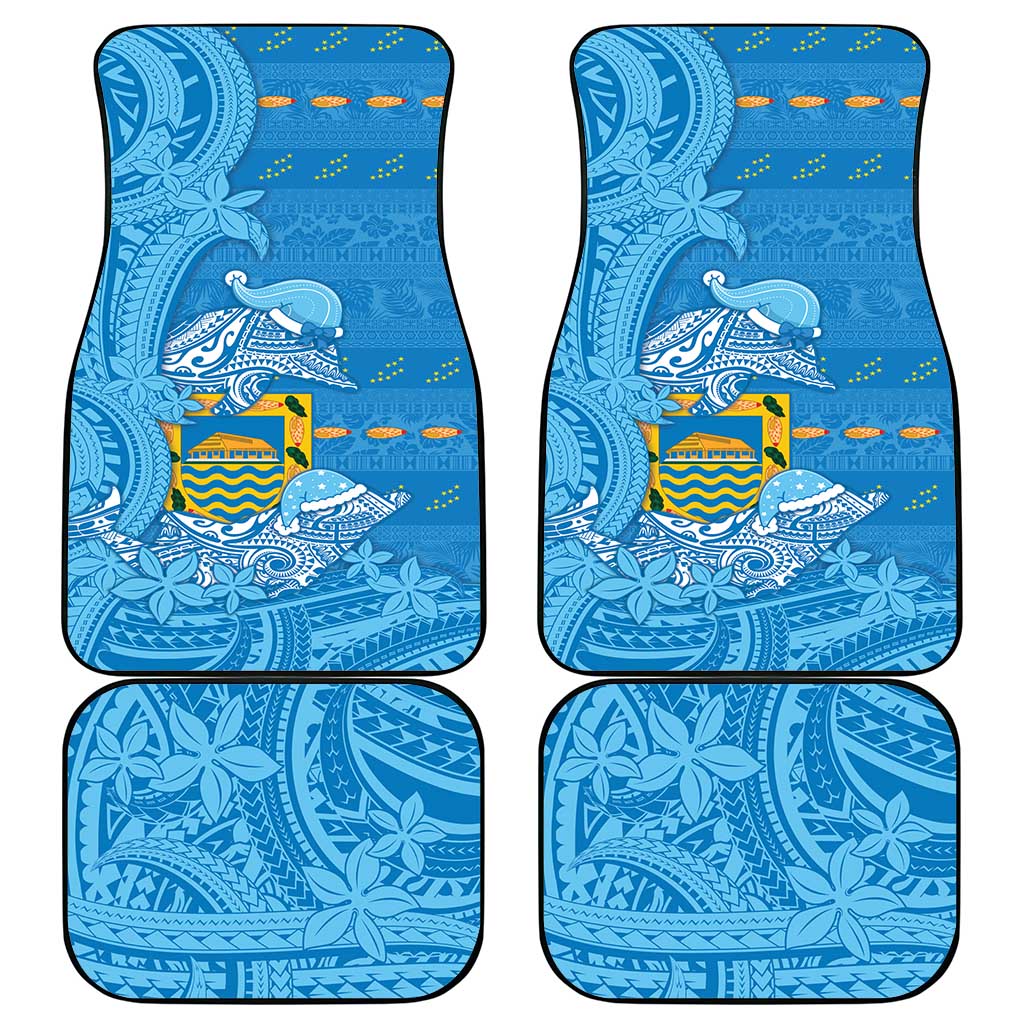 Tuvalu Christmas Car Mats Dolphins Santa Xmas Tribal Waves - Polynesian Pride