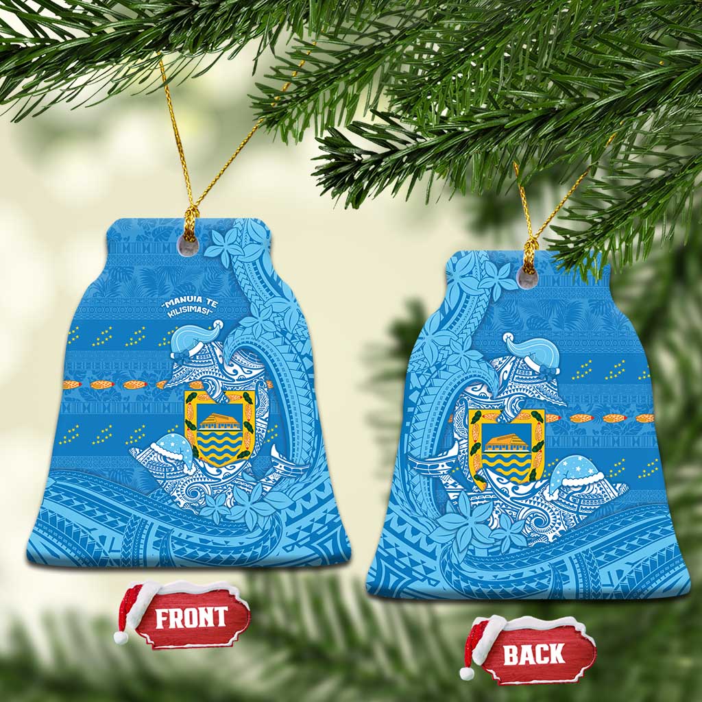 Tuvalu Christmas Ceramic Ornament Dolphins Santa Xmas Tribal Waves - Polynesian Pride