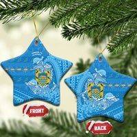 Tuvalu Christmas Ceramic Ornament Dolphins Santa Xmas Tribal Waves - Polynesian Pride