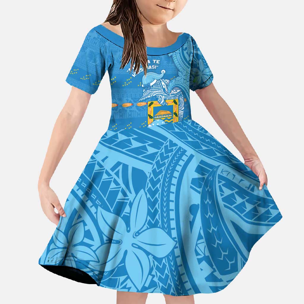 Tuvalu Christmas Family Matching Mermaid Dress and Hawaiian Shirt Dolphins Santa Xmas Tribal Waves - Polynesian Pride