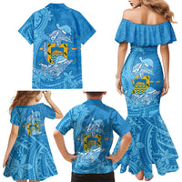 Tuvalu Christmas Family Matching Mermaid Dress and Hawaiian Shirt Dolphins Santa Xmas Tribal Waves - Polynesian Pride