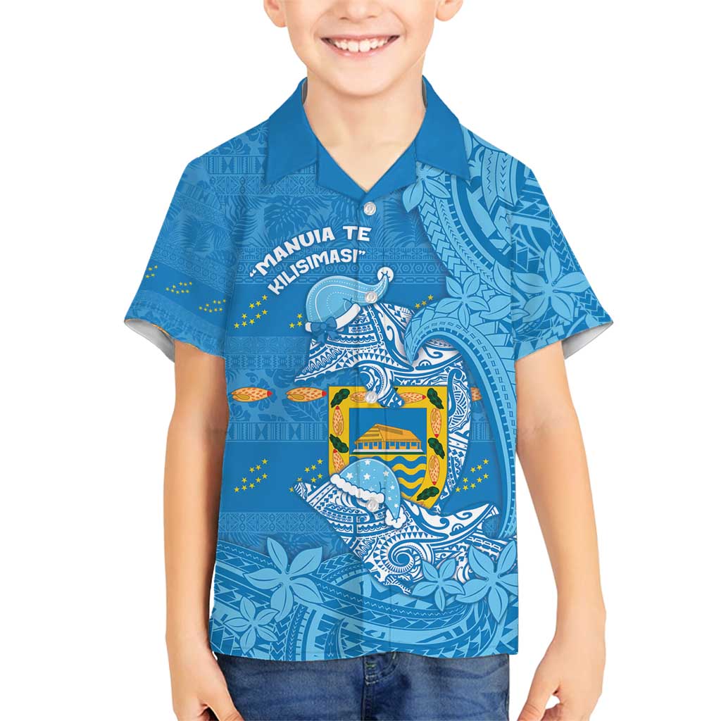 Tuvalu Christmas Family Matching Puletasi and Hawaiian Shirt Dolphins Santa Xmas Tribal Waves - Polynesian Pride