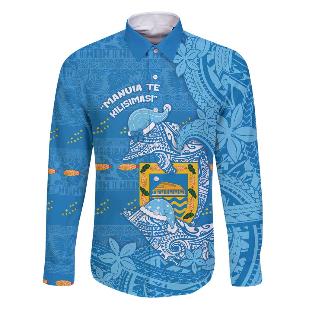 Tuvalu Christmas Family Matching Summer Maxi Dress and Hawaiian Shirt Dolphins Santa Xmas Tribal Waves - Polynesian Pride