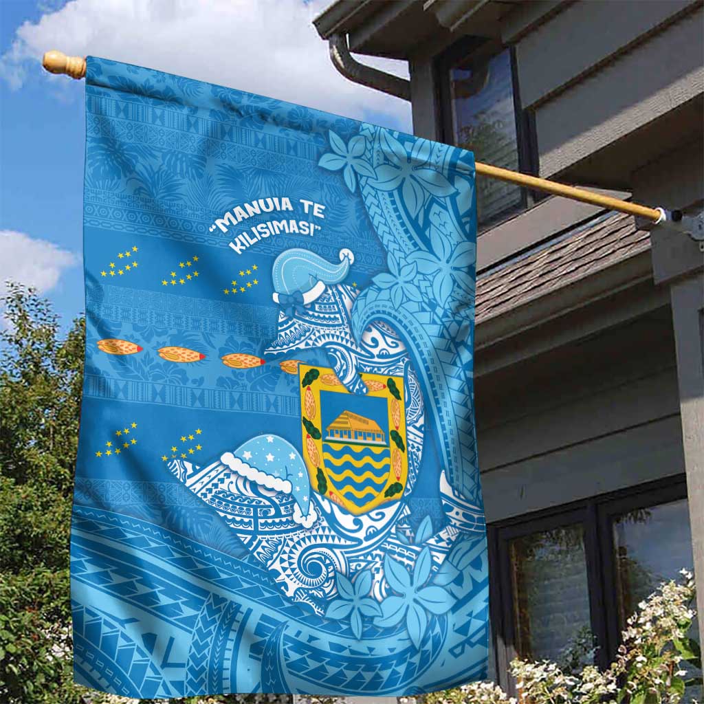 Tuvalu Christmas Garden Flag Dolphins Santa Xmas Tribal Waves - Polynesian Pride