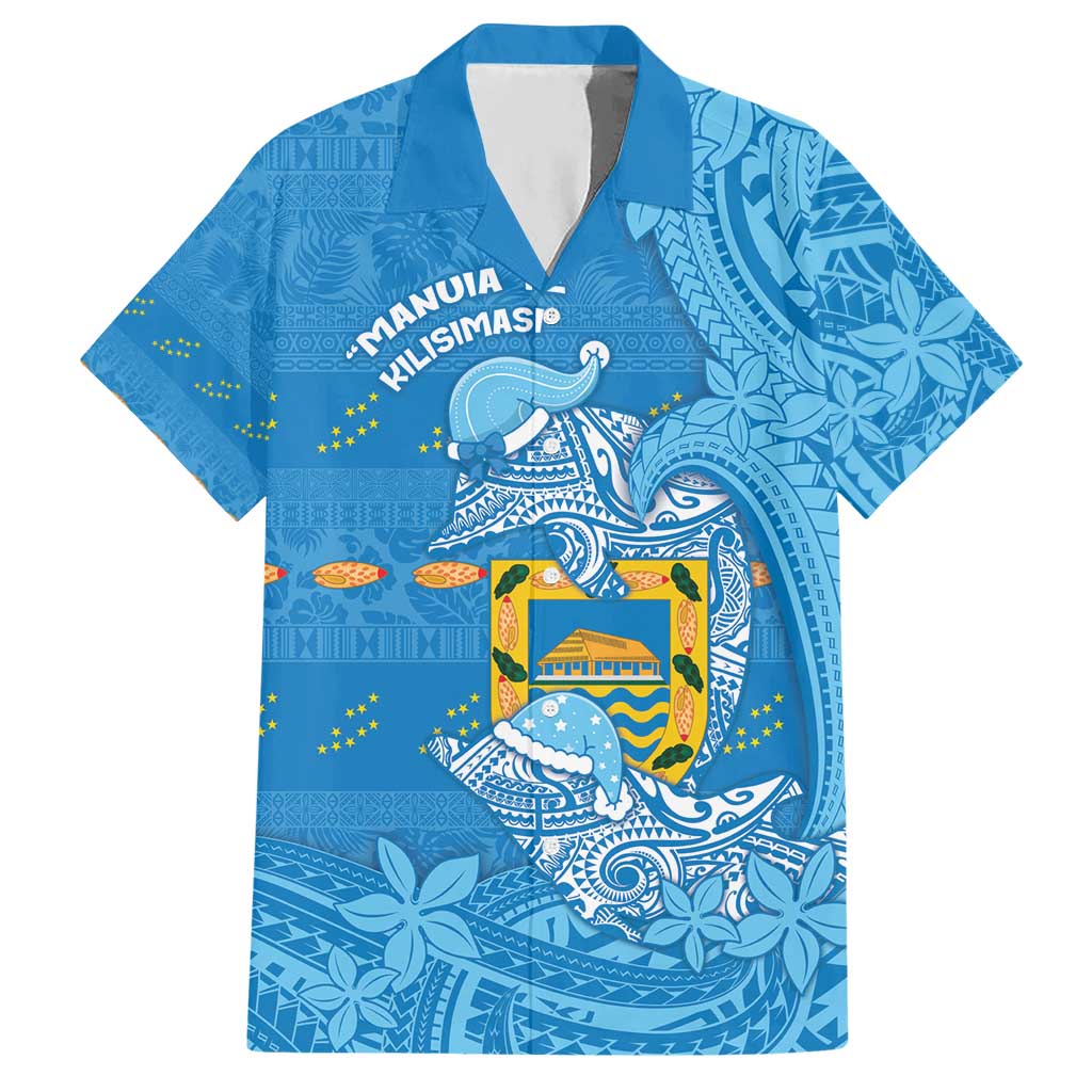 Tuvalu Christmas Hawaiian Shirt Dolphins Santa Xmas Tribal Waves - Polynesian Pride