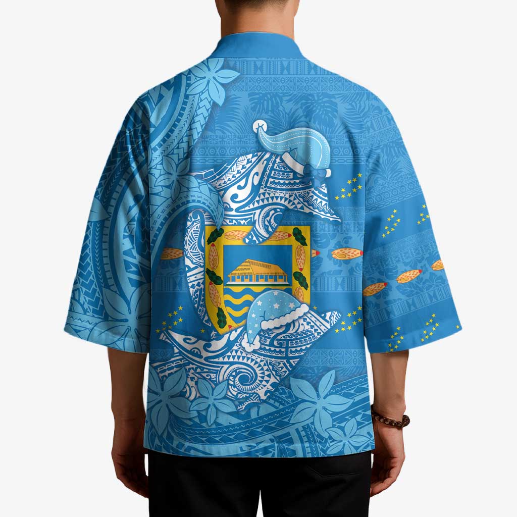 Tuvalu Christmas Kimono Dolphins Santa Xmas Tribal Waves - Polynesian Pride