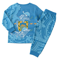 Tuvalu Christmas Pajama Set Dolphins Santa Xmas Tribal Waves - Polynesian Pride