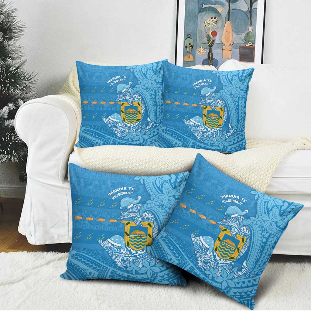 Tuvalu Christmas Pillow Cover Dolphins Santa Xmas Tribal Waves - Polynesian Pride