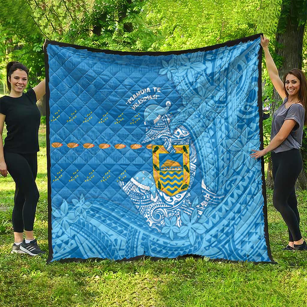 Tuvalu Christmas Quilt Dolphins Santa Xmas Tribal Waves - Polynesian Pride