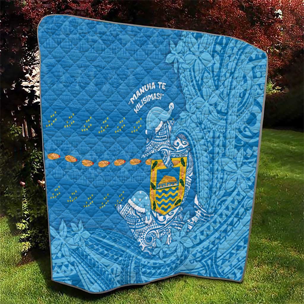 Tuvalu Christmas Quilt Dolphins Santa Xmas Tribal Waves - Polynesian Pride