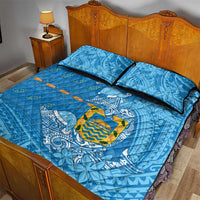 Tuvalu Christmas Quilt Bed Set Dolphins Santa Xmas Tribal Waves - Polynesian Pride