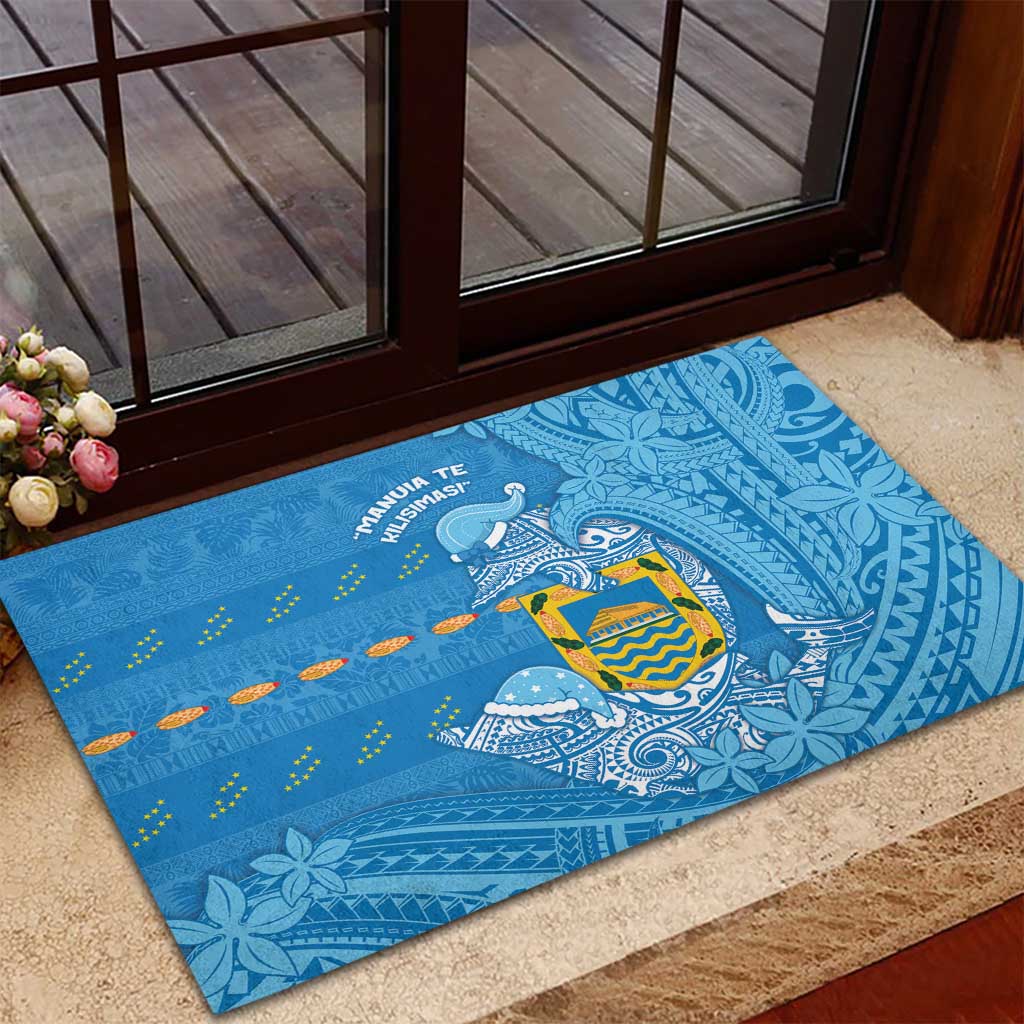 Tuvalu Christmas Rubber Doormat Dolphins Santa Xmas Tribal Waves - Polynesian Pride