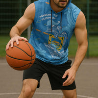 Tuvalu Christmas Sleeveless Hoodie Dolphins Santa Xmas Tribal Waves - Polynesian Pride