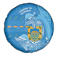 Tuvalu Christmas Spare Tire Cover Dolphins Santa Xmas Tribal Waves - Polynesian Pride