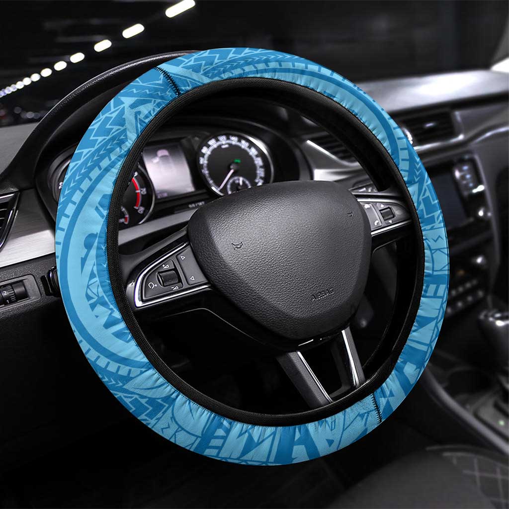 Tuvalu Christmas Steering Wheel Cover Dolphins Santa Xmas Tribal Waves - Polynesian Pride