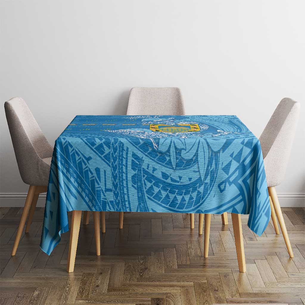 Tuvalu Christmas Tablecloth Dolphins Santa Xmas Tribal Waves - Polynesian Pride