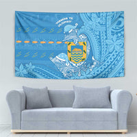 Tuvalu Christmas Tapestry Dolphins Santa Xmas Tribal Waves - Polynesian Pride