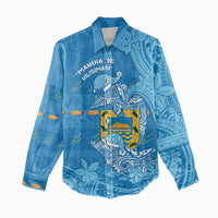 Tuvalu Christmas Women Casual Shirt Dolphins Santa Xmas Tribal Waves - Polynesian Pride