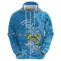 Tuvalu Christmas Zip Hoodie Dolphins Santa Xmas Tribal Waves - Polynesian Pride
