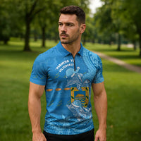 Tuvalu Christmas Zipper Polo Shirt Dolphins Santa Xmas Tribal Waves - Polynesian Pride