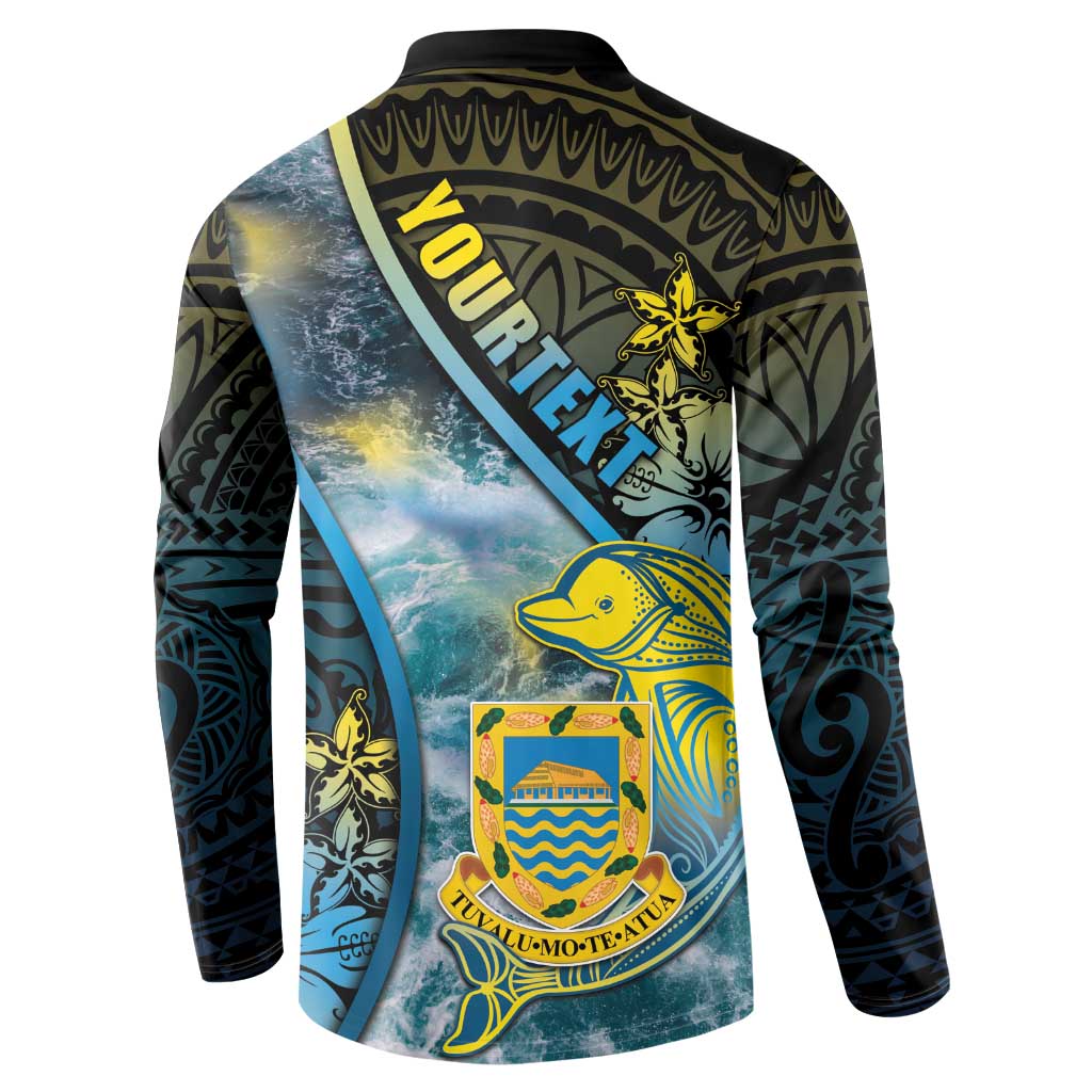 Personalised Tuvalu Button Sweatshirt Dolphin On The Waves