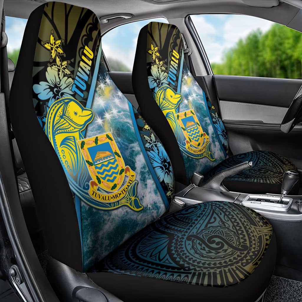 Tuvalu Car Seat Cover Dolphin On The Waves