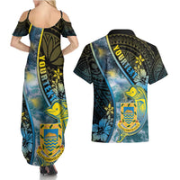 Personalised Tuvalu Couples Matching Summer Maxi Dress and Hawaiian Shirt Dolphin On The Waves