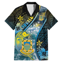 Personalised Tuvalu Family Matching Mermaid Dress and Hawaiian Shirt Dolphin On The Waves